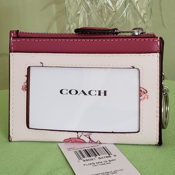 COPY - COACH MINI SKINNY ID CASE with FLAMINGO PRINT:NWT FLAMINGOS CK421 CHALK… - Picture 5 of 9